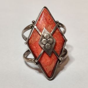 Vintage Coral Marquis Ring